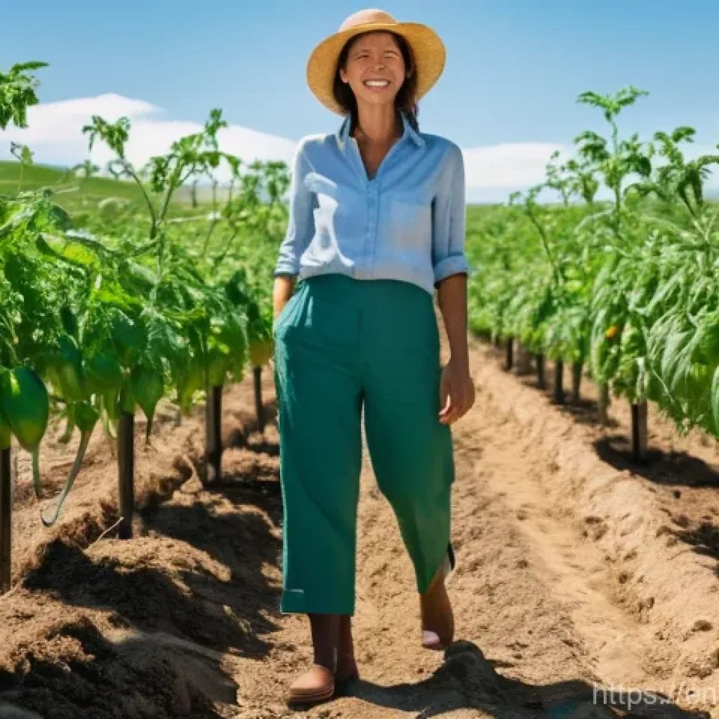 농업경영사로 성공적인 경력 전환 사례 - **A Serene Transition to Sustainable Agriculture:**
A vibrant, sun-drenched scene capturing a di...