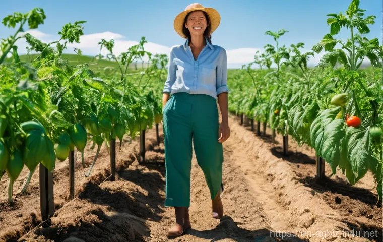 농업경영사로 성공적인 경력 전환 사례 - **A Serene Transition to Sustainable Agriculture:**
A vibrant, sun-drenched scene capturing a di...